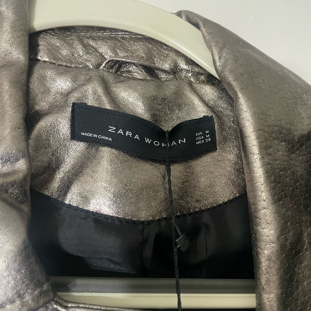 Brand new Zara‎ Moto jacket gunmetal metallic - Picture 2 of 6